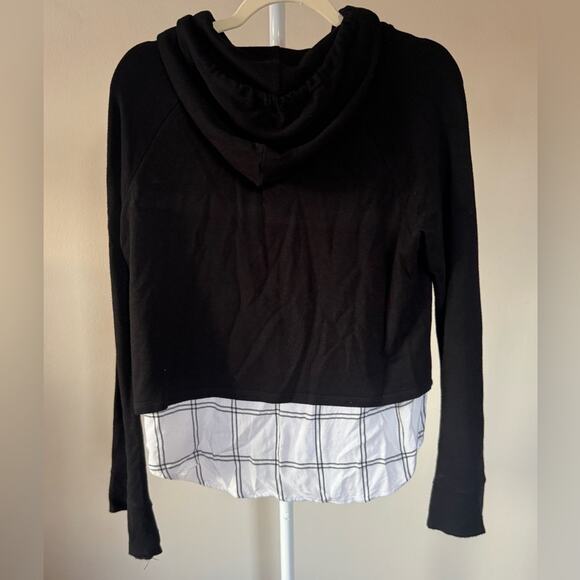 Generation Love Plaid Layered Black Hoodie - S Grunge WhimsiGoth - Picture 4 of 6